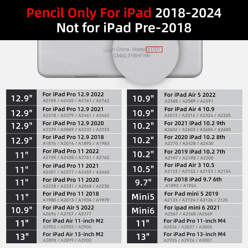 iPad Pencil 2024 Air 6 M2 Pro M4 Stylus Pen con Palm Rejection Tilt - Compatibile con iPad Pro, Air, Mini