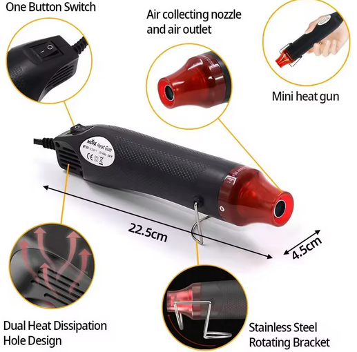 Pistola ad aria calda 200°C per fai da te, artigianato e termorestringenti