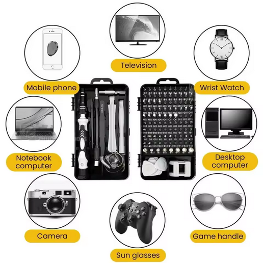Set Cacciaviti di Precisione 115 in 1 - Magnetici, Professionali, per Riparazione Laptop, Smartphone e Dispositivi Elettronici