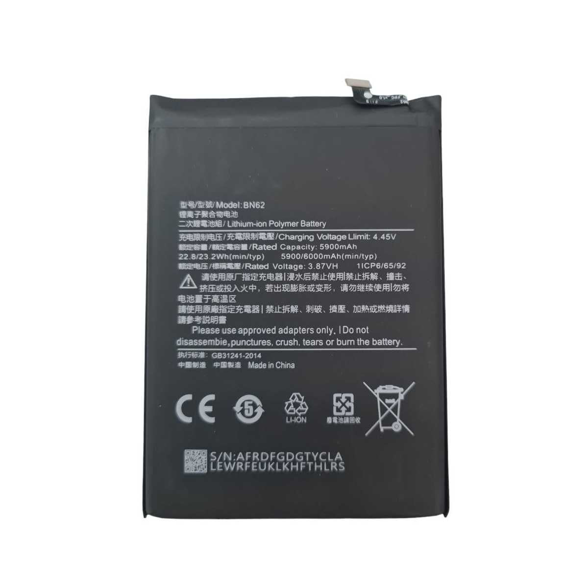 Batteria Compatibile BN62 per Xiaomi Poco M3 / Redmi 9T / Redmi Note 9 4G